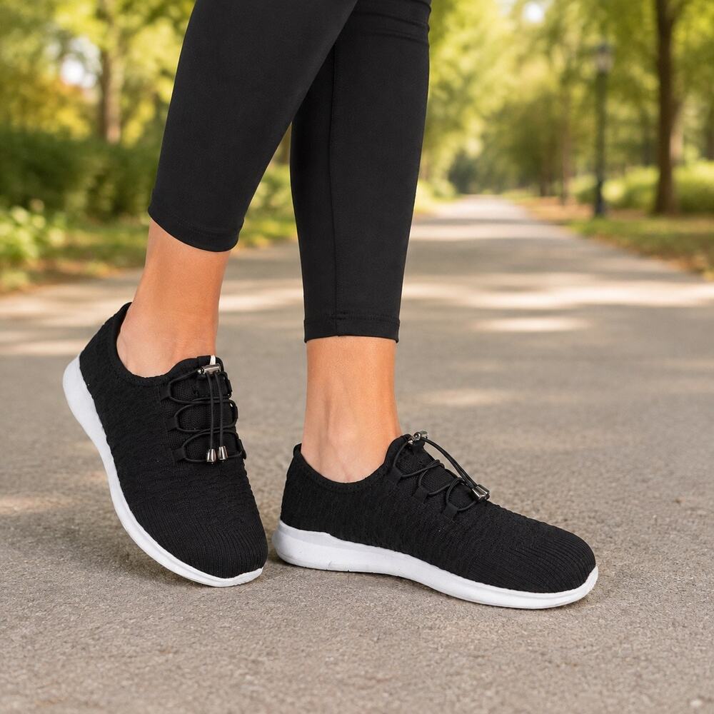 Propet TravelBound Slide Black Knit Sneakers Women's 9.5 M WAT031M